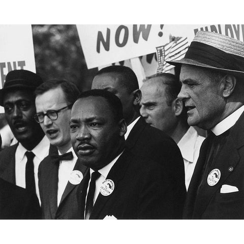 Martin Luther King Jr. during the 1963 March on Washington Black Modern Wood Framed Art Print with Double Matting by Scherman, Rowland