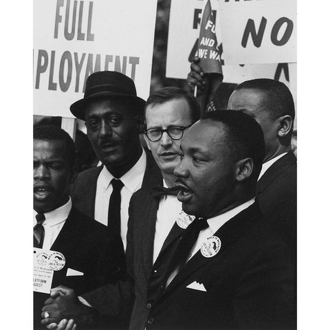 Dr. Martin Luther King Jr. at a civil rights march on Washington D.C. in 1963 Gold Ornate Wood Framed Art Print with Double Matting by U.S. Archives