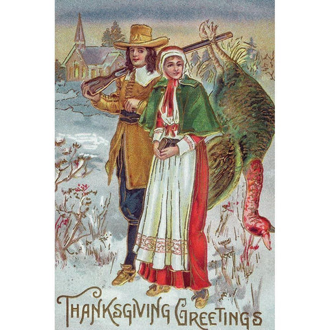 Thanksgiving Greetings White Modern Wood Framed Art Print by Missouri History Museum