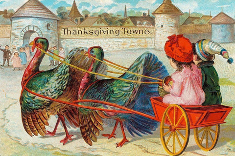 Thanksgiving Towne. We are a comin Black Ornate Wood Framed Art Print with Double Matting by Missouri History Museum