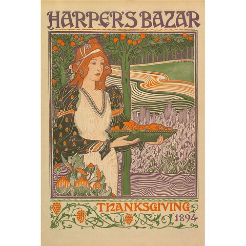 Thanksgiving 1894 White Modern Wood Framed Art Print by Harper''s Bazar