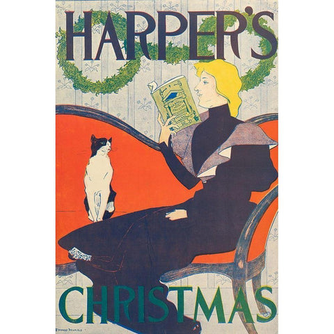 Harpers, Christmas White Modern Wood Framed Art Print by Penfield, Edward