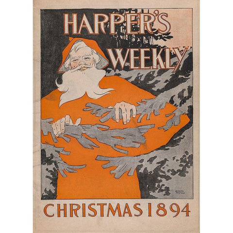 Christmas 1894 Black Modern Wood Framed Art Print with Double Matting by Harper''s Weekly