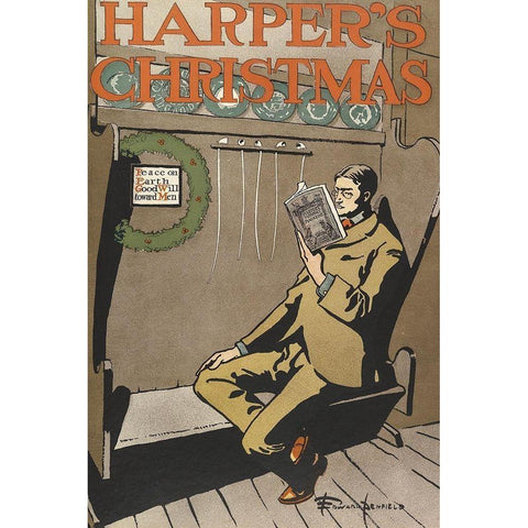 Harpers Christmas 1897 Black Modern Wood Framed Art Print with Double Matting by Penfield, Edward