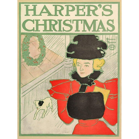 Harpers Christmas 1896 White Modern Wood Framed Art Print by Penfield, Edward