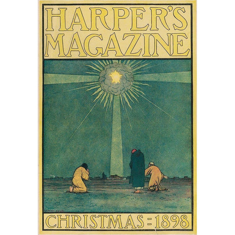 Harpers Magazine Christmas 1898 Black Modern Wood Framed Art Print with Double Matting by Ellis, Harvey