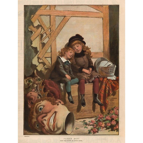 Tired Out Gold Ornate Wood Framed Art Print with Double Matting by Christmas Number of The Graphic