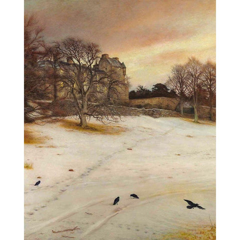 Christmas Eve Black Modern Wood Framed Art Print with Double Matting by Millais, John Everett