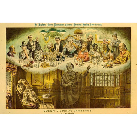 Queen Victorias Christmas. A Vision Black Modern Wood Framed Art Print by British Museum