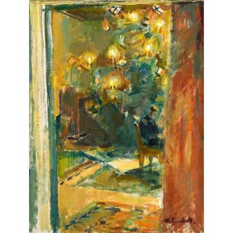 Christmas Tree in the Hall of Kilo Mansion Black Modern Wood Framed Art Print with Double Matting by Enckell, Magnus