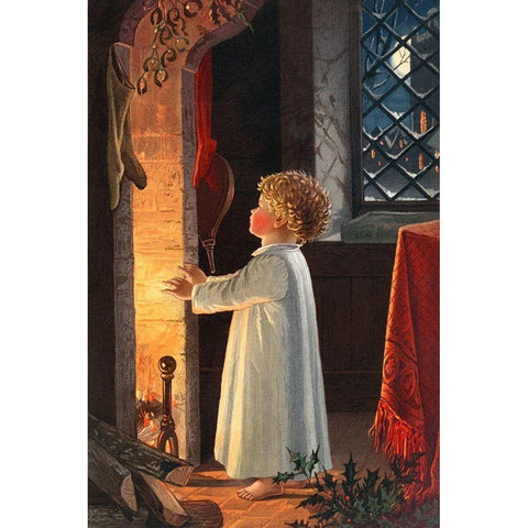 Christmas Child Gold Ornate Wood Framed Art Print with Double Matting by Wallach, Miriam and Ira D