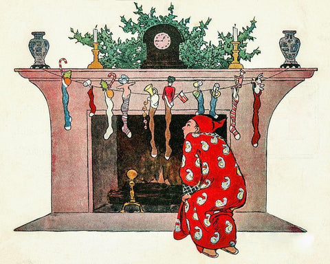 And Giving a Nod, Up the Chimney He Rose White Modern Wood Framed Art Print with Double Matting by Smith, Jessie Wilcox