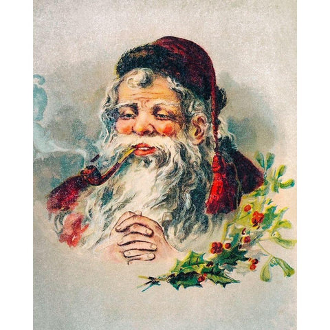 Vintage Santa Claus Illustration White Modern Wood Framed Art Print by McLoughlin Brothers