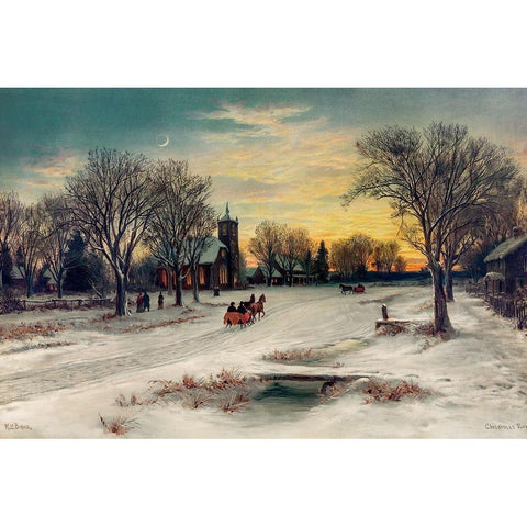 Christmas Eve White Modern Wood Framed Art Print by Bauer, W. C.