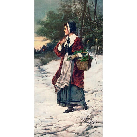 Christmas Morning Black Modern Wood Framed Art Print with Double Matting by American Lithographic Co