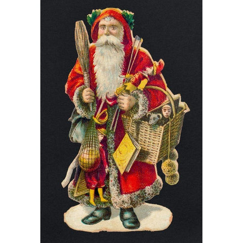 Santa Claus with a Basket of Toys Black Modern Wood Framed Art Print with Double Matting by Library of Congress