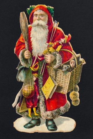 Santa Claus with a Basket of Toys White Modern Wood Framed Art Print with Double Matting by Library of Congress