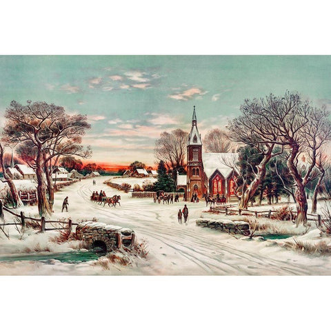 Christmas Eve Black Modern Wood Framed Art Print with Double Matting by Hoover & Son