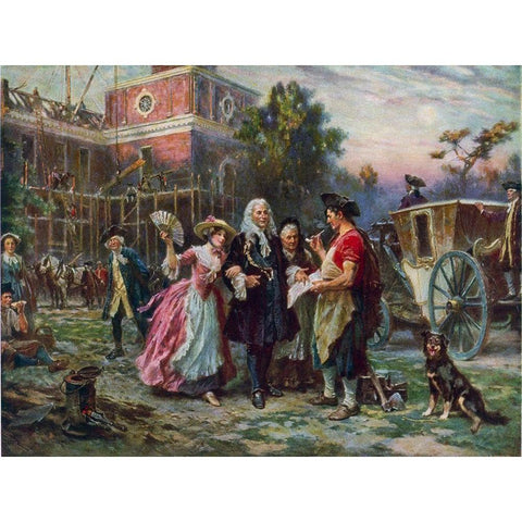 Building the Cradle of Liberty White Modern Wood Framed Art Print by Ferris, Jean Leon Gerome