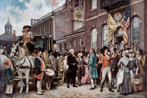 Washingtons Inaugration at Philadelphia White Modern Wood Framed Art Print with Double Matting by Ferris, Jean Leon Gerome