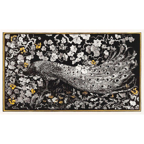 Peacock Gold Ornate Wood Framed Art Print with Double Matting by Hoytema, Theo van