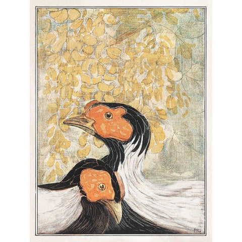 Two silver pheasants Gold Ornate Wood Framed Art Print with Double Matting by Hoytema, Theo van