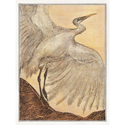 Egret Black Modern Wood Framed Art Print with Double Matting by Hoytema, Theo van