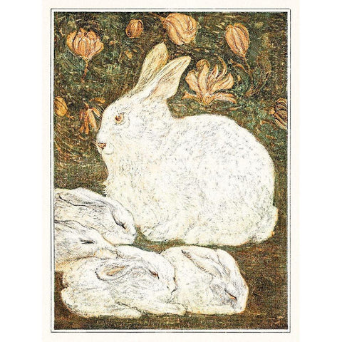 Rabbits White Modern Wood Framed Art Print by Hoytema, Theo van