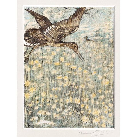 Redshank Gold Ornate Wood Framed Art Print with Double Matting by Hoytema, Theo van