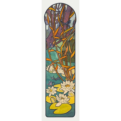 Stained glass box for the Fouquet jewelry store White Modern Wood Framed Art Print by Mucha, Alphonse