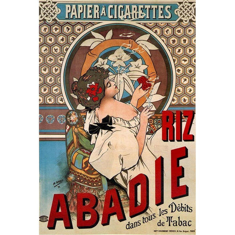 Advertising Poster Riz Abadie-Cigarette Rolling Paper White Modern Wood Framed Art Print by Mucha, Alphonse