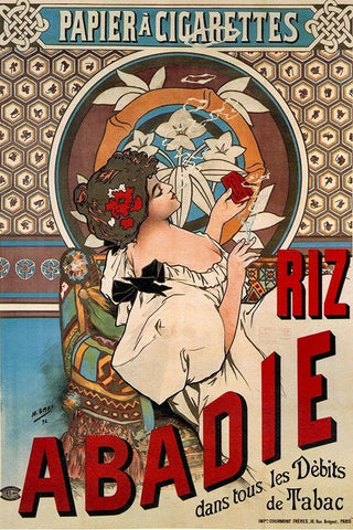 Advertising Poster Riz Abadie-Cigarette Rolling Paper Black Ornate Wood Framed Art Print with Double Matting by Mucha, Alphonse