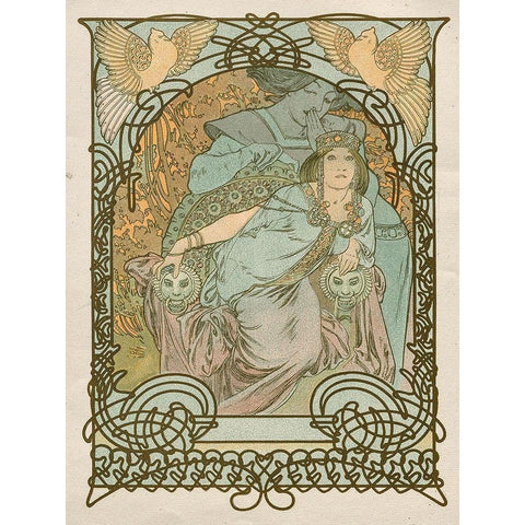 Ilsee-Princesse de Tripoli White Modern Wood Framed Art Print by Mucha, Alphonse