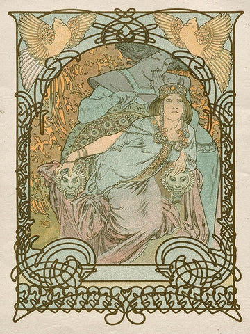 Ilsee-Princesse de Tripoli Black Ornate Wood Framed Art Print with Double Matting by Mucha, Alphonse