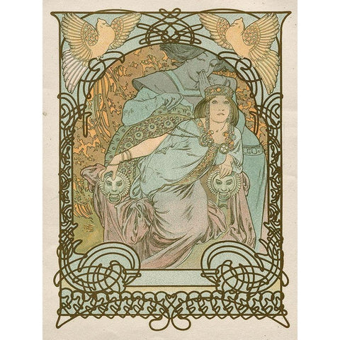 Ilsee-Princesse de Tripoli Gold Ornate Wood Framed Art Print with Double Matting by Mucha, Alphonse