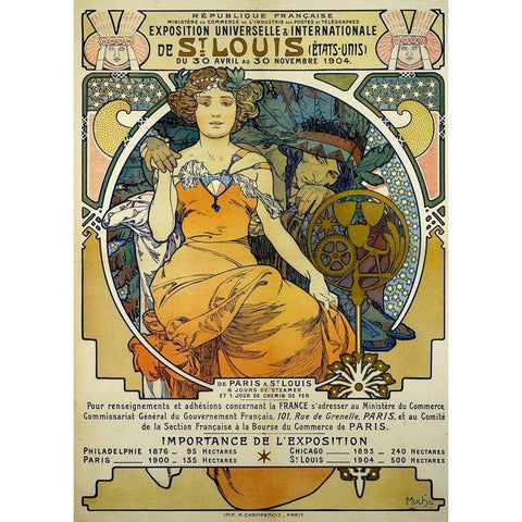Exposition Universelles et Internationale de St. Louis White Modern Wood Framed Art Print by Mucha, Alphonse