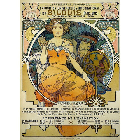 Exposition Universelles et Internationale de St. Louis Black Modern Wood Framed Art Print by Mucha, Alphonse