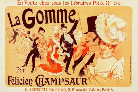 La Gomme Black Ornate Wood Framed Art Print with Double Matting by Cheret, Jules