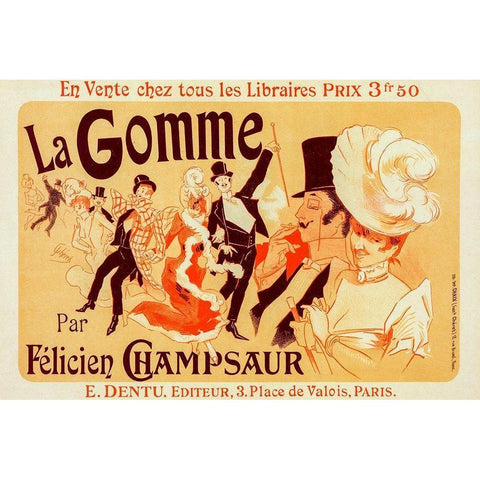 La Gomme Gold Ornate Wood Framed Art Print with Double Matting by Cheret, Jules