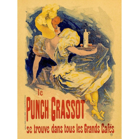 Le Punch Grassot Black Modern Wood Framed Art Print with Double Matting by Cheret, Jules