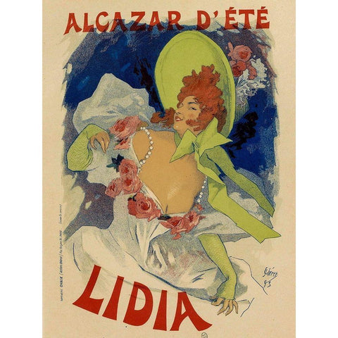 Alcazar Dete Lidia Black Modern Wood Framed Art Print with Double Matting by Cheret, Jules