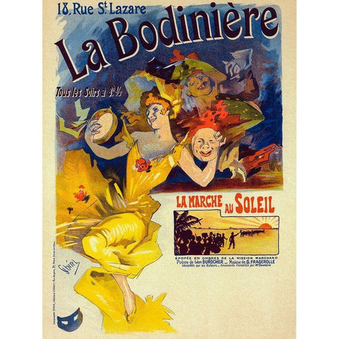 La Bodiniere Black Modern Wood Framed Art Print with Double Matting by Cheret, Jules