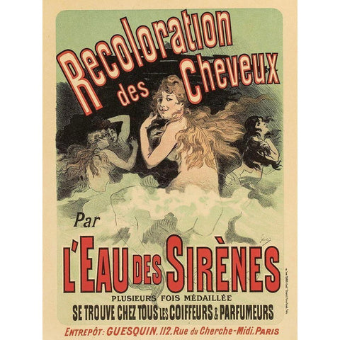 Recoloration de Cheveux Black Modern Wood Framed Art Print by Cheret, Jules