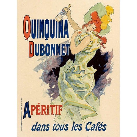 Quinquina Dubonnet Black Modern Wood Framed Art Print with Double Matting by Cheret, Jules