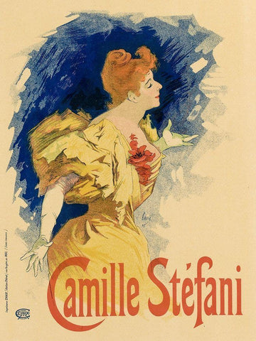 Camille Stefani Black Ornate Wood Framed Art Print with Double Matting by Cheret, Jules