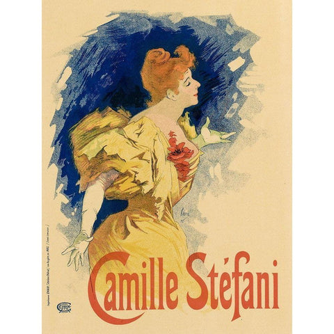 Camille Stefani Black Modern Wood Framed Art Print by Cheret, Jules