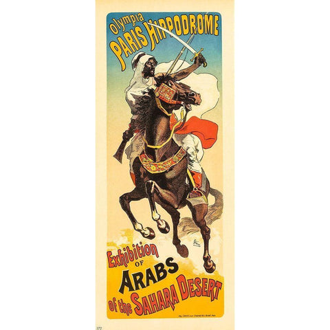 Olympia Paris Hippodrome Black Modern Wood Framed Art Print with Double Matting by Cheret, Jules