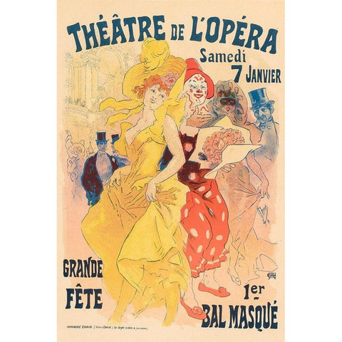 Theatre de LOpera 7th Janvier White Modern Wood Framed Art Print by Cheret, Jules