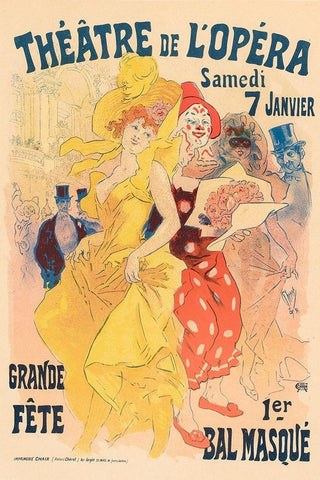 Theatre de LOpera 7th Janvier Black Ornate Wood Framed Art Print with Double Matting by Cheret, Jules