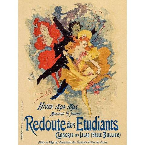 Redoute des Etudiantes White Modern Wood Framed Art Print by Cheret, Jules